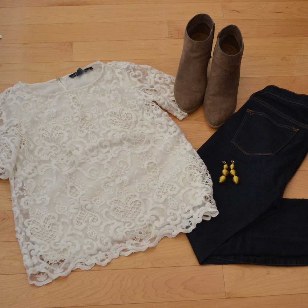 French Connection Nebraska Lace Blouse, Size 4